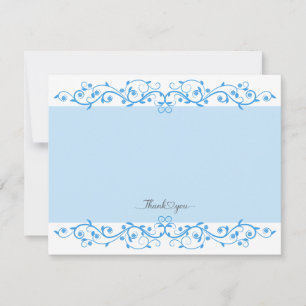 Romantic Blue Swirling Vines Floral "Thank You" Note Card