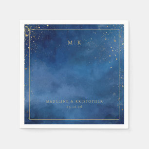 Romantic Blue Watercolor Stars Napkins