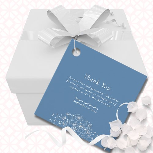 Romantic Blue White Botanical Wedding Thank You   Favor Tags