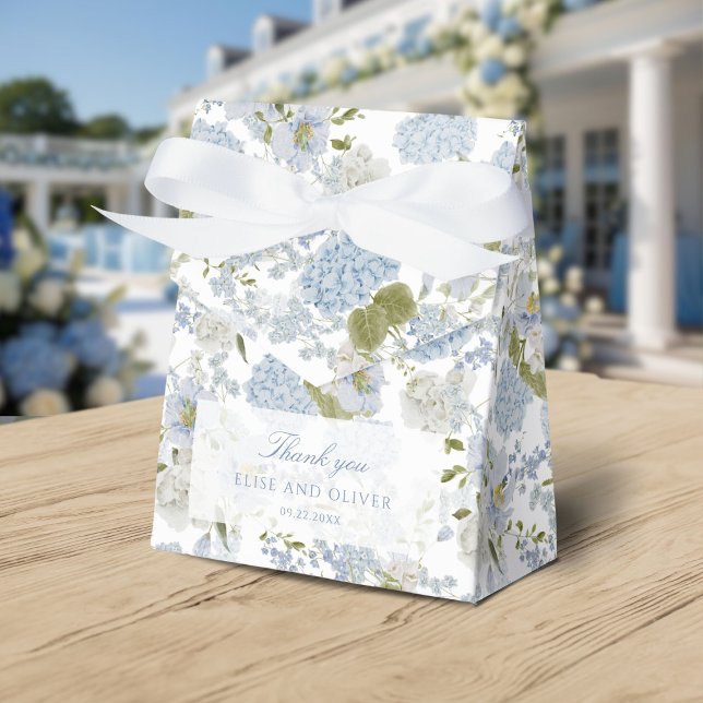 Romantic Blue White Floral Allover Pattern Favor Boxes (Creator Uploaded)