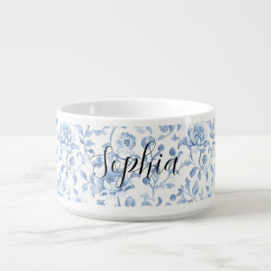 Romantic Blue White Floral   Bowl