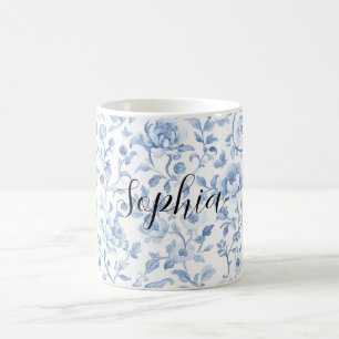 Romantic Blue White Floral Bridal Shower Coffee Mug