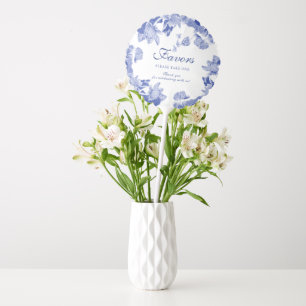 Romantic Blue White Floral Favors Sign Balloon