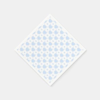 Romantic Blue & White Hearts Napkins by kye_designs at Zazzle
