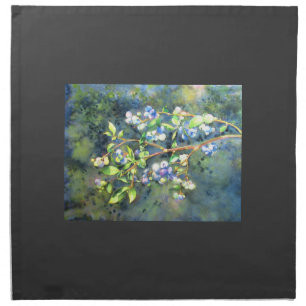 Romantic Blueberry Watercolor painting Cloth Napkin