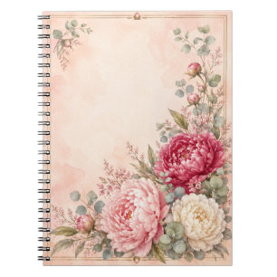 Romantic Blush and Raspberry Watercolor Peonies Notebook