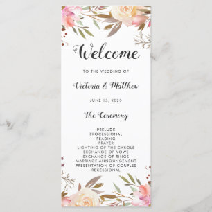 Romantic Blush Bloom Floral Wedding Program