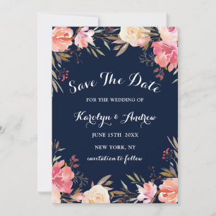 Romantic Blush Bloom Floral Wedding Save the Date