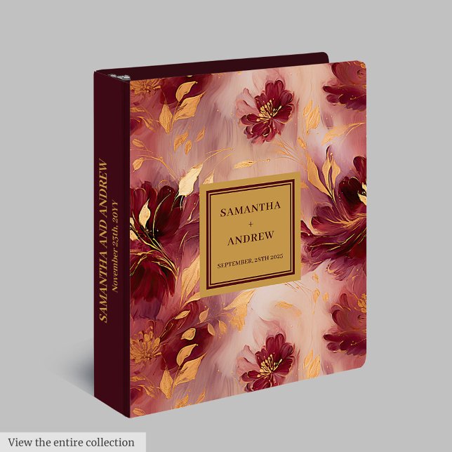 Romantic Blush Burgundy Gold Wedding Memory Album 3 Ring Binder (Romantic Blush Burgundy Gold Wedding Memory Album 3 Ring Binder)
