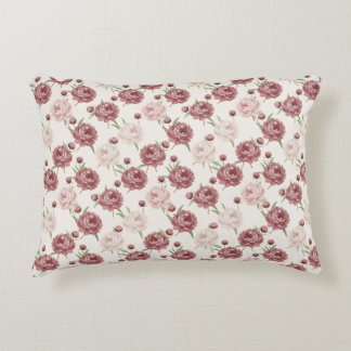 Romantic Blush & Burgundy Peony Floral Pattern Accent Pillow