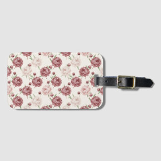 Romantic Blush & Burgundy Peony Floral Pattern Luggage Tag