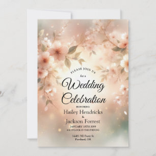 Romantic Blush Cherry Blossom Wedding Invitation