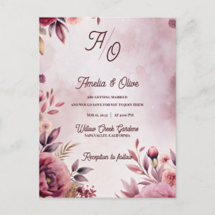 Romantic Blush Ethereal Mauve Wedding Invitation