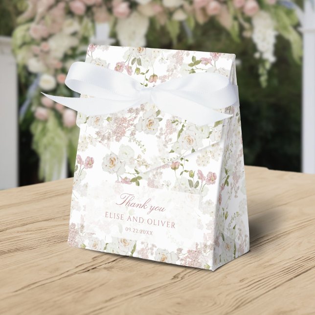 Romantic Blush Floral Allover Pattern Favor Boxes (Creator Uploaded)
