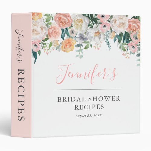 Romantic Blush Floral Bridal Shower Recipe Binder