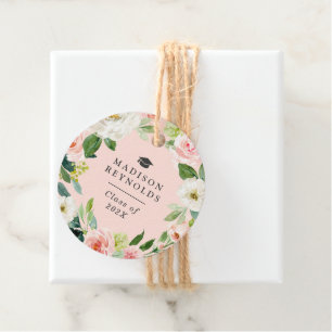 Romantic Blush Floral Graduation Favor Tag