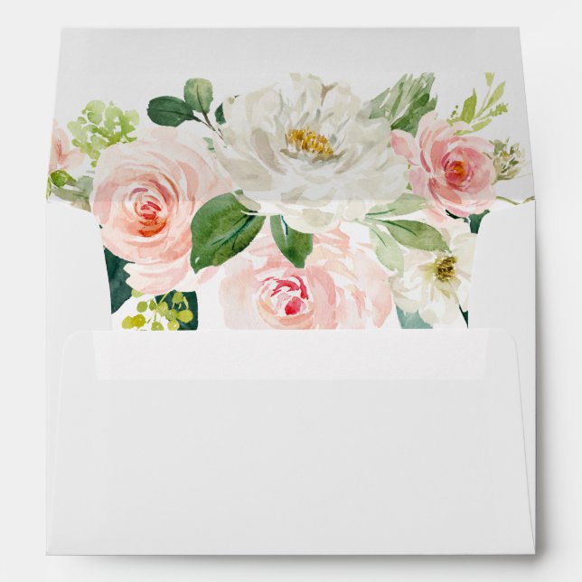 Romantic Blush Floral Liner Wedding Envelopes (Back (Bottom))
