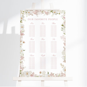 Romantic Blush Floral Nine Table Seating Chart Foam Board