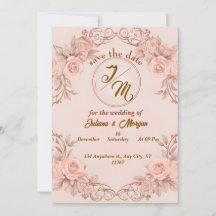 Romantic Blush Floral Save the Date Card