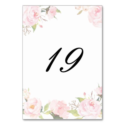 Romantic Blush Floral Table Numbers