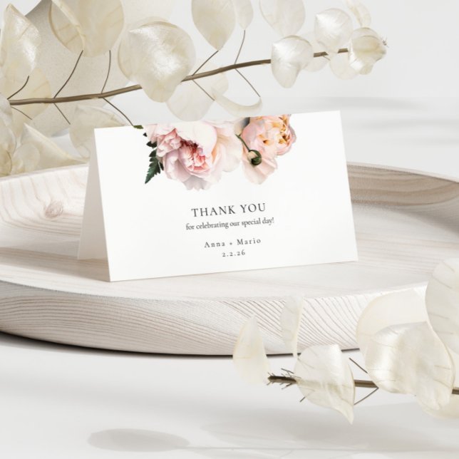 Romantic Blush Floral Thank You Card Bridal shower (Creator Uploaded)
