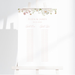 Romantic Blush Floral Two Table Seating Chart Foam Board