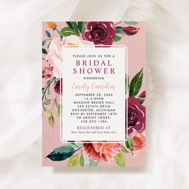 Romantic Blush Floral Wedding Bridal Shower Invitation (Creator Uploaded)