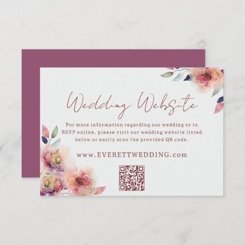 Romantic Blush Floral Wedding Details Website Card