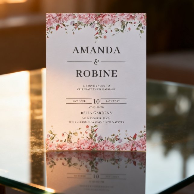 Romantic Blush Floral Wedding Invitation (Creator Uploaded)