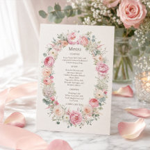 Romantic Blush Floral Wedding Menu Suite 