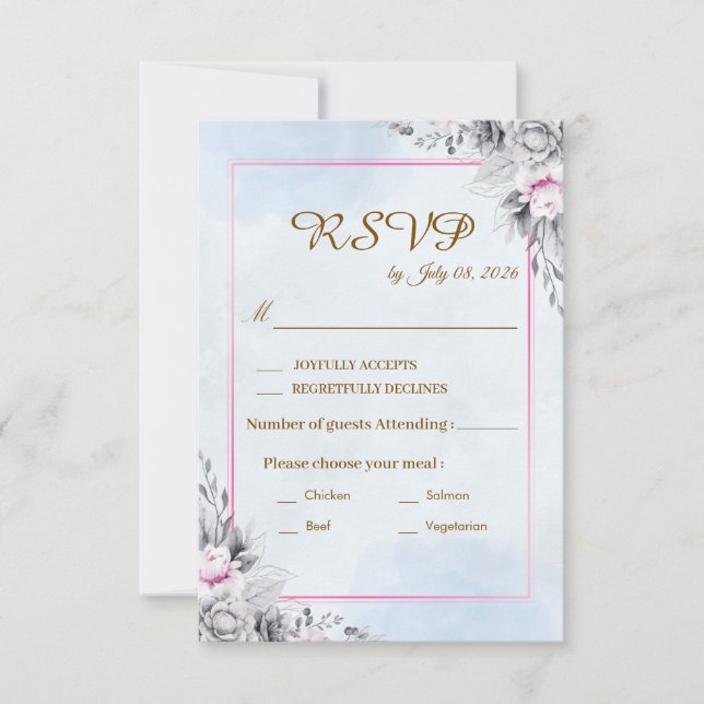 Romantic Blush Floral Wedding RSVP Card (Front)