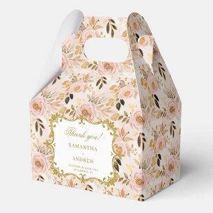 Romantic Blush Gold Boho Wedding Favor Thank You  Boxes