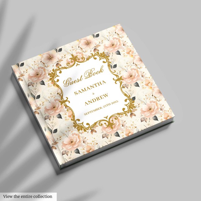 Romantic Blush Gold Wedding Guest Book (Romantic Blush Gold Wedding Guest Book)