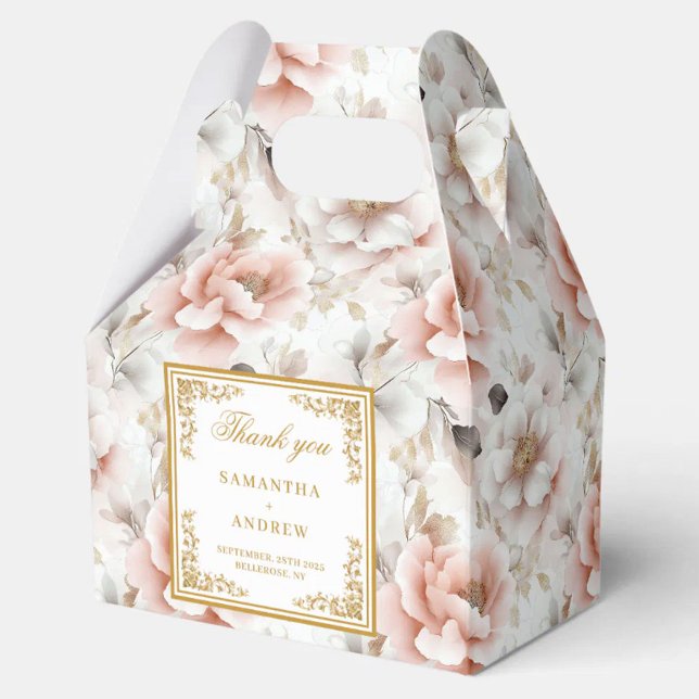 Romantic blush ivory boho floral wedding favor box (Romantic blush ivory boho floral wedding favor box)