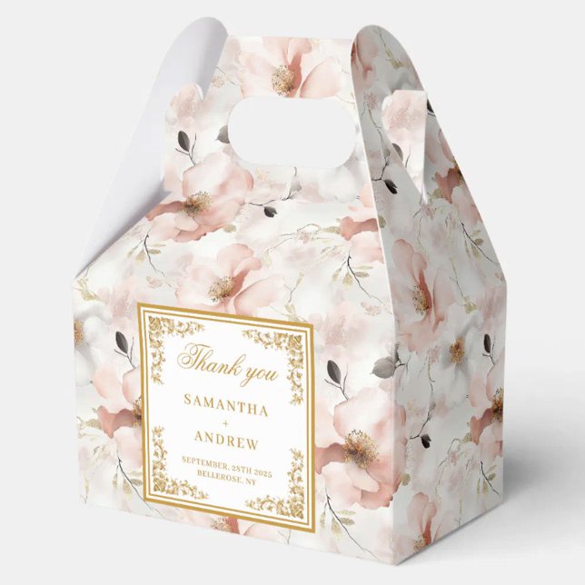 Romantic blush ivory gold floral wedding favor box (Romantic blush ivory gold floral wedding favor box)
