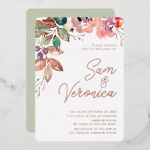 Romantic Blush Mauve Watercolour Rose Gold Foil In