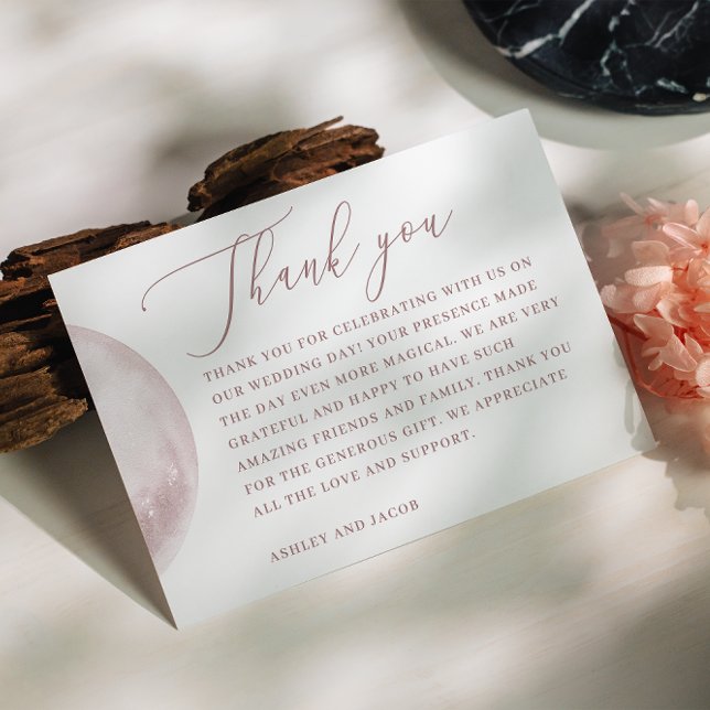 Romantic Blush Moon | Script Celestial Wedding Thank You Card (Creator Uploaded)