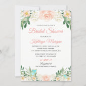 Romantic Blush Peach Floral Blossom Bridal Shower Invitation (Front)