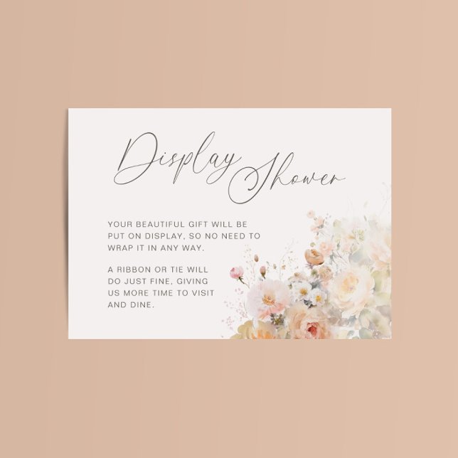 Romantic Blush Peach Floral Display Shower Enclosure Card (Creator Uploaded)