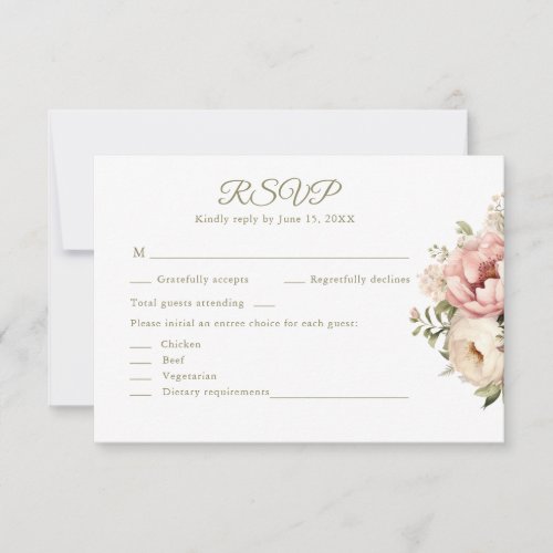 Romantic Blush & Peach Floral Wedding RSVP Card