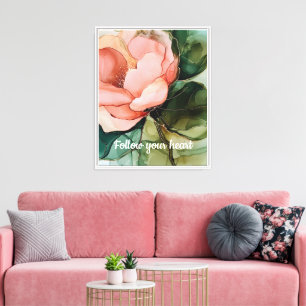 Romantic Blush Peach Rose Floral Canvas Print