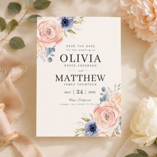 Romantic Blush Peonies Save the Date Template