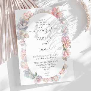 Romantic Blush Peony Floral Wedding  Invitation