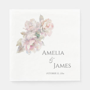 Romantic Blush Peony Floral Wedding Napkins