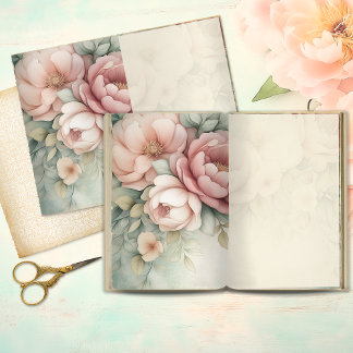 Romantic Blush Peony Junk Journal Page