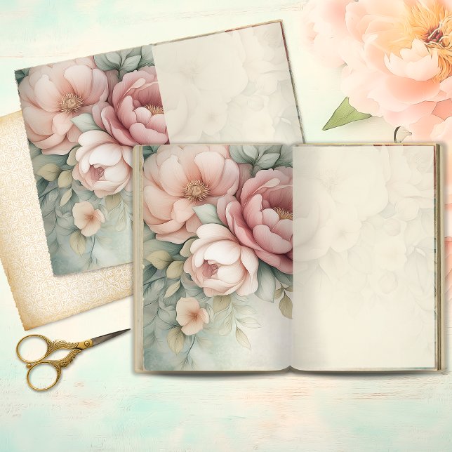 Romantic Blush Peony Junk Journal Page (Creator Uploaded)