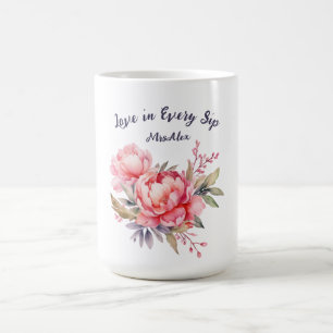 Romantic Blush Peony Wedding Coffee Mug
