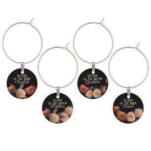 Romantic Blush Pink and Russe Roses Gothic Wedding Wine Charm