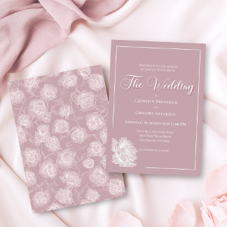 Romantic Blush Pink and White Floral Wedding Invitation