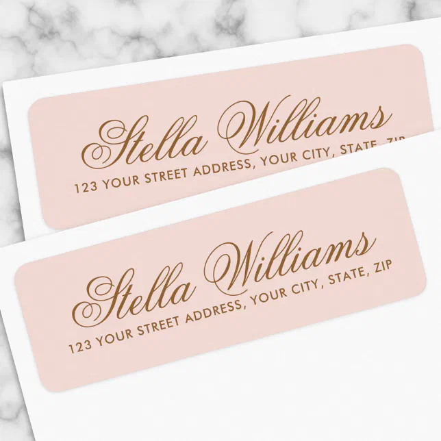Romantic blush pink calligraphy script address label Zazzle
